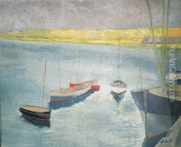 Bateaux Dans L'estuaire Oil Painting - Louis Robert Antral