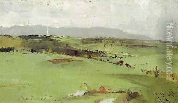 Across to the Dandenongs Oil Painting - Tom Roberts
