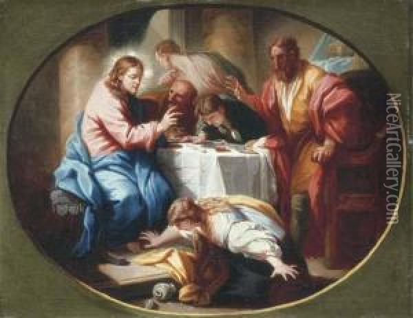 Christ In The House Of Simon The Pharisee, In A Feigned Oval Oil Painting - Benedetto Luti