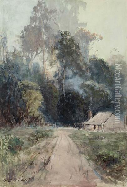 Rural Landscape With Cottage Oil Painting - William Delafield Sr Cook
