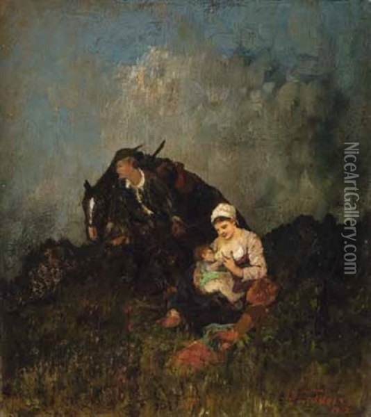 Familie Auf Dem Feld Oil Painting - Otto Fedder