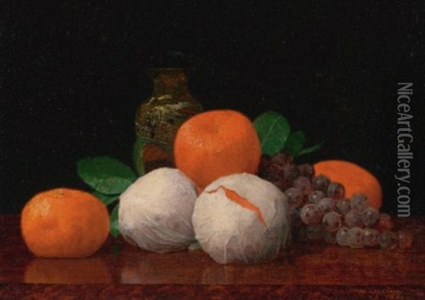 Still Life With Wrapped Tangerines Oil Painting - William J. McCloskey