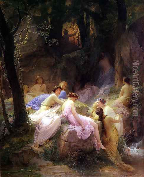 Nymphs Listening to the Songs of Orpheus Oil Painting - Charles Francois Jalabert