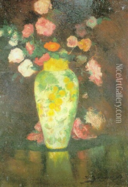 Bodegon De Flores Oil Painting - Luis Graner y Arrufi