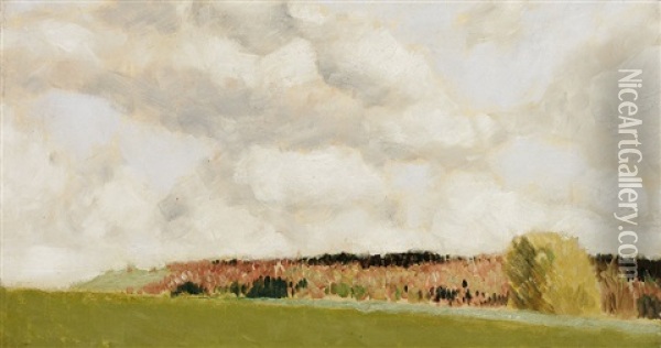 Wolkenstudie Uber Wald Oil Painting - Hermann Urban