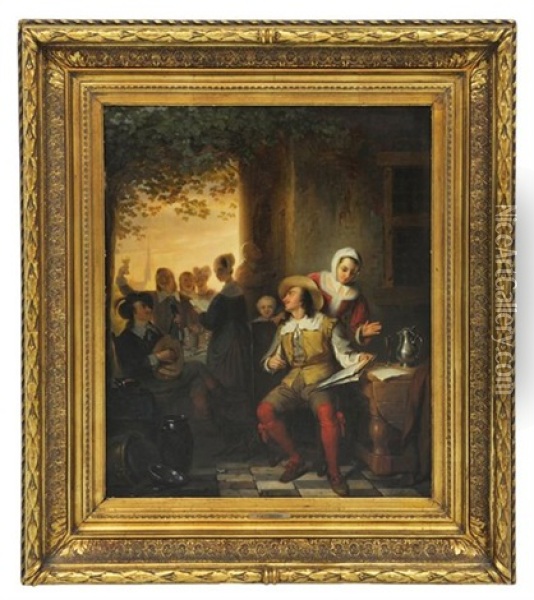 Tavern Scene Oil Painting - Robert van Eysden