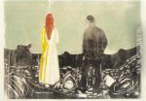 Two Human Beings. The Lonely Ones (w. 157, Sch.133) Oil Painting - Edvard Munch