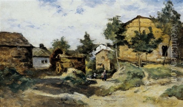 Dorpstafereel In De Ardennen Oil Painting - Joseph Theodore Coosemans