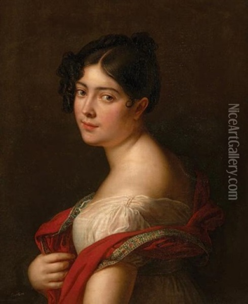 Portrait De Femme Oil Painting - Rene Theodore Berthon