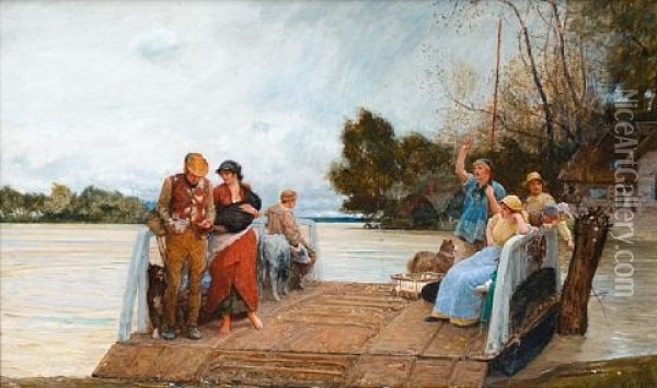On The Way To Market - And The Floods Are Out Oil Painting - Robert Walker Macbeth