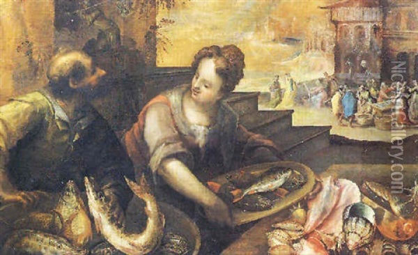 Mercato Del Pesce Oil Painting -  Pozzoserrato