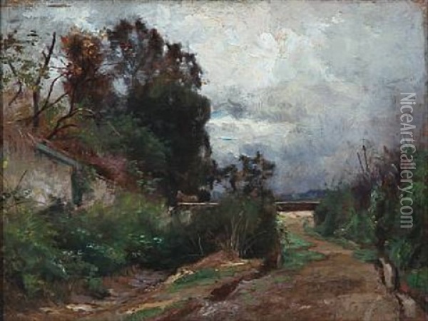 French Landscape With Cloudy Sky Oil Painting - Charles Joseph Beauverie