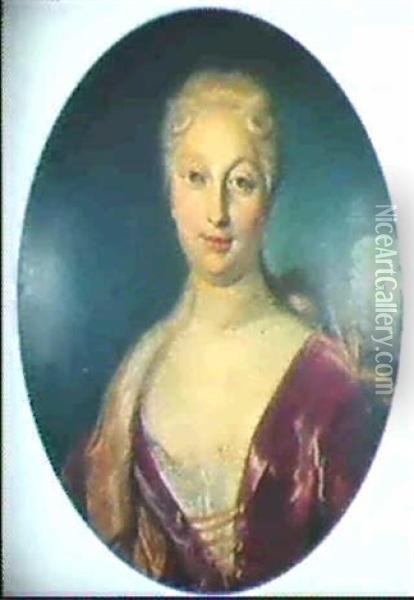 Bildnis Einer Vornehmen Dame Oil Painting - Johann Rudolf Huber the Elder