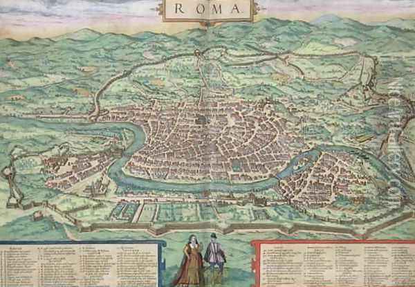 Map of Rome from Civitates Orbis Terrarum 3 Oil Painting - Joris Hoefnagel