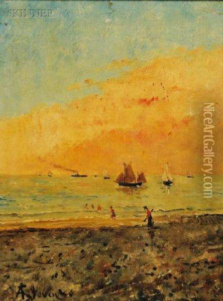 Figures By The Shore Oil Painting - Aime Stevens