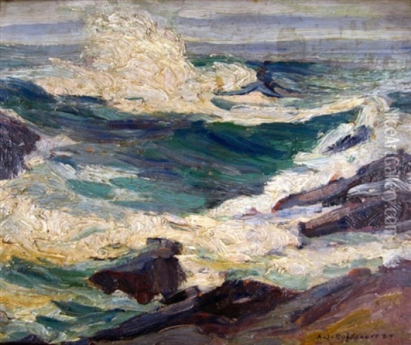 Crashing Waves Oil Painting - Abraham Jacob Bogdanove