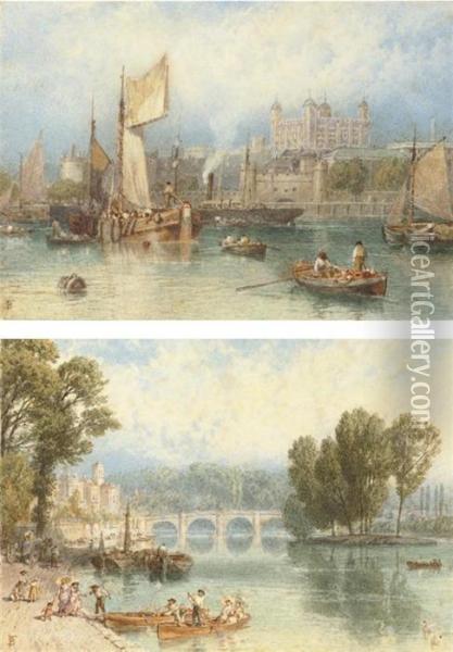 Richmond On Thames; And The Tower Of London Oil Painting - Myles Birket Foster