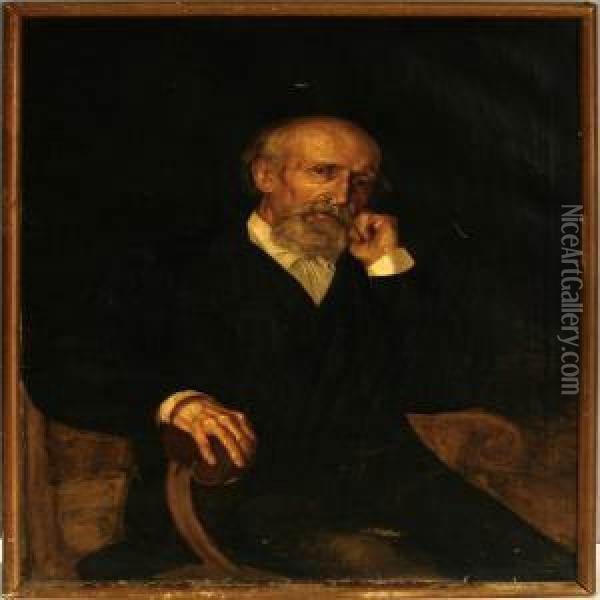 Elderly Gentleman Sitting In An Armchair Oil Painting - Emmery Rondahl