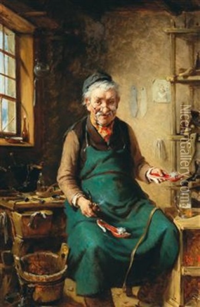 The Cobbler Oil Painting - Hermann Kern