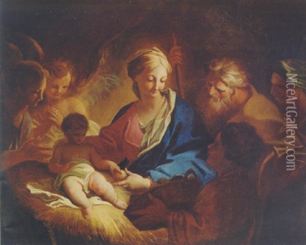 The Adoration Of The Shepherds Oil Painting - Andreas Pozzo