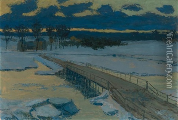 Winter, Scituate Oil Painting - Thomas Buford Meteyard