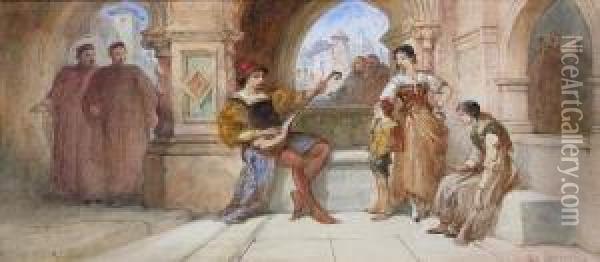 The Minstrel Oil Painting - Charles Cattermole