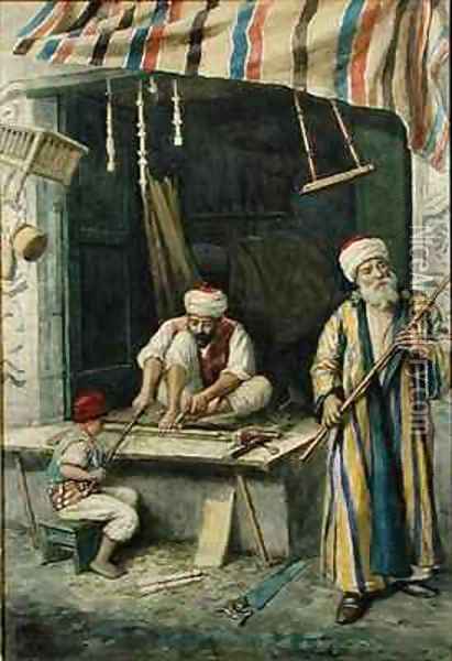 Arab Carpenters Oil Painting - Achille Buzzi