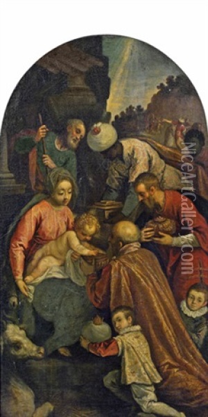 Anbetung Der Konige Oil Painting - Jacopo Palma il Giovane