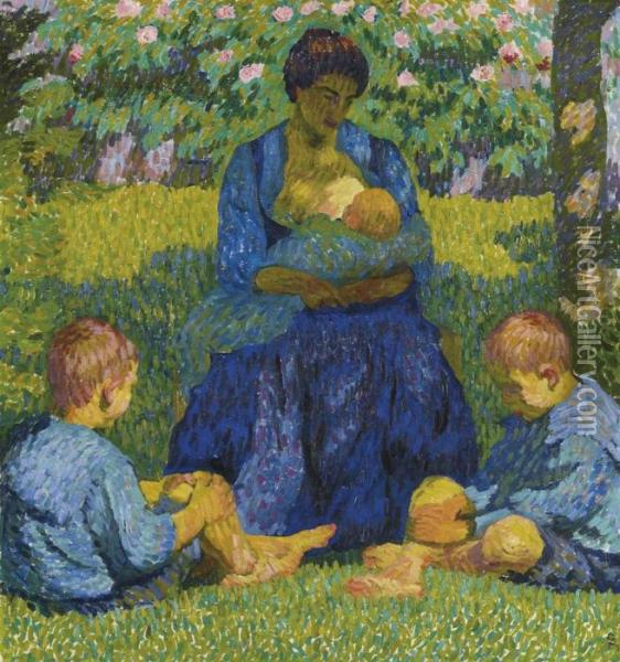Maternite Oil Painting - Giovanni Giacometti