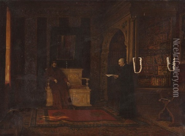 Geistliche In Der Bibliothek Oil Painting - August Johann Holmberg