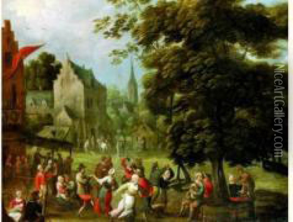 La Danse Villageoise Oil Painting - Caspar Andriaans Van Wittel