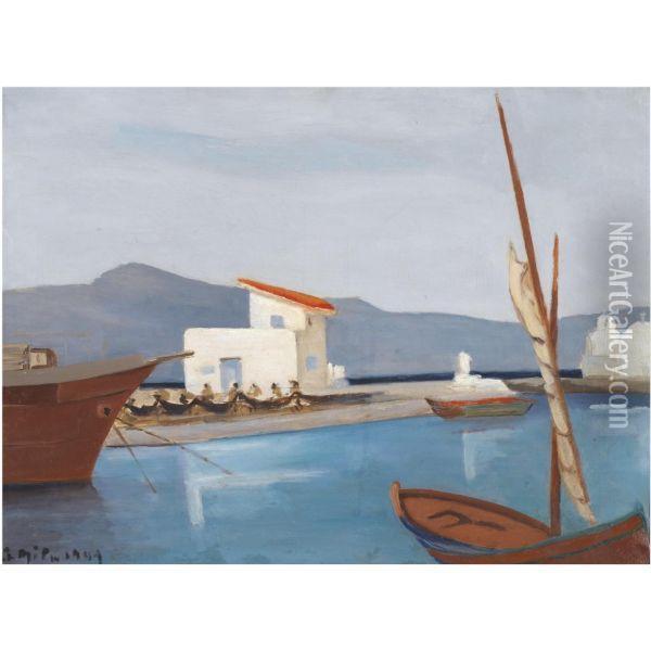 Aegina Oil Painting - Jean Mitarakis