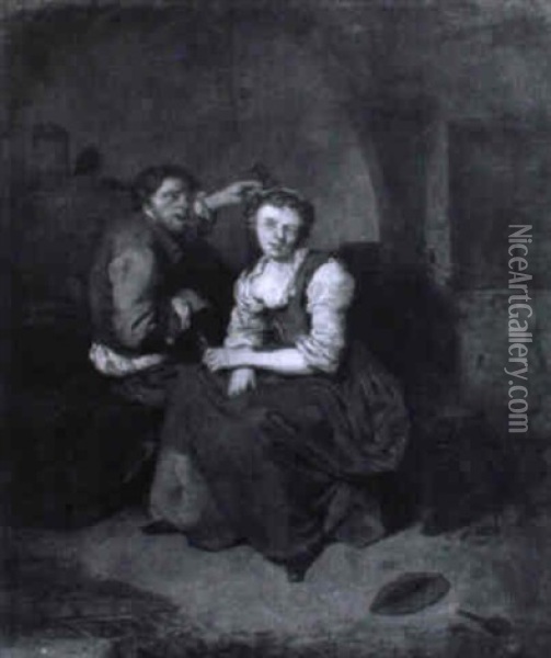 Junges Bauernpaar Beim Zechen In Einem Alten Gewolbe Oil Painting - Cornelis Pietersz Bega