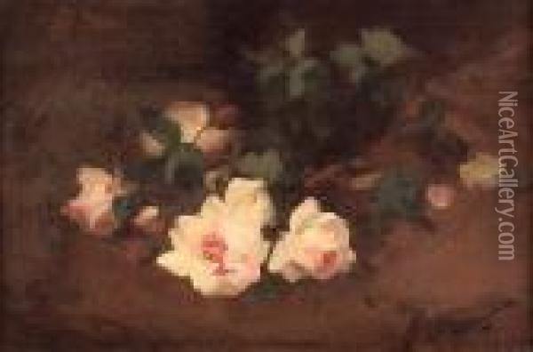 Still Life Of Pink Roses Oil Painting - James Stuart Park