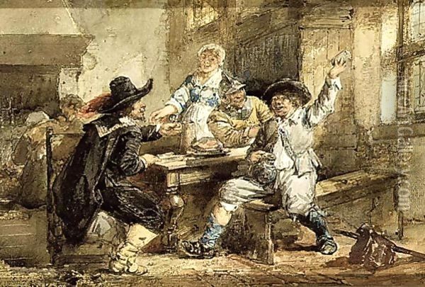Men Smoking And Eating In An Inn Oil Painting - Herman Frederik Carel ten Kate