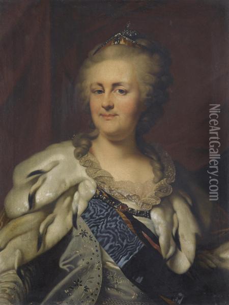 Portrait Of Catherine The Great Oil Painting - Johann Baptist Lampi