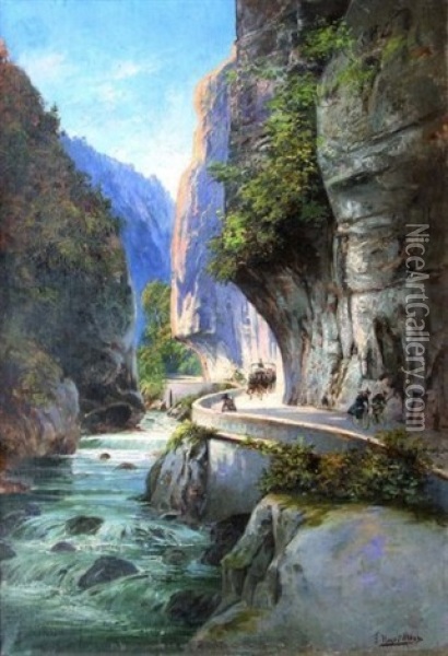 Route De Montagne Oil Painting - Frederic Hugo d' Alesi