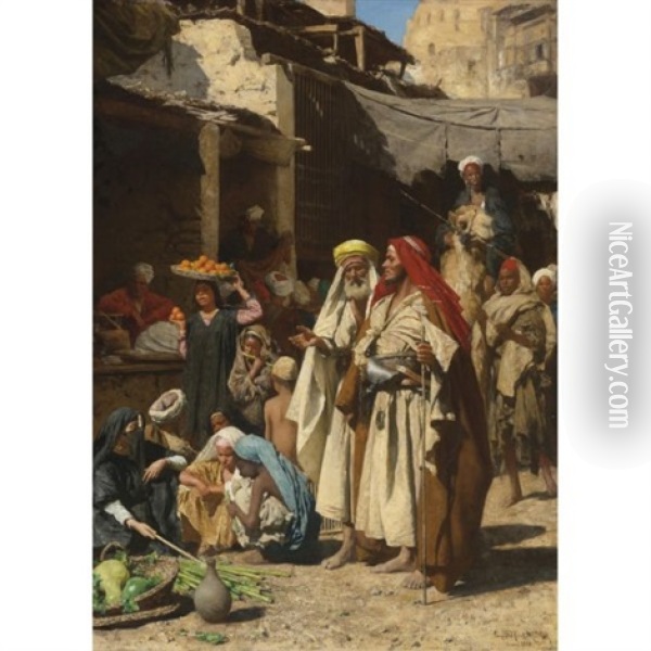 A Street Scene, Cairo Oil Painting - Carl Leopold Mueller