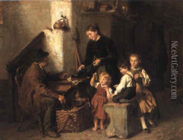 The Peddler's Ware Oil Painting - Felix Schlesinger