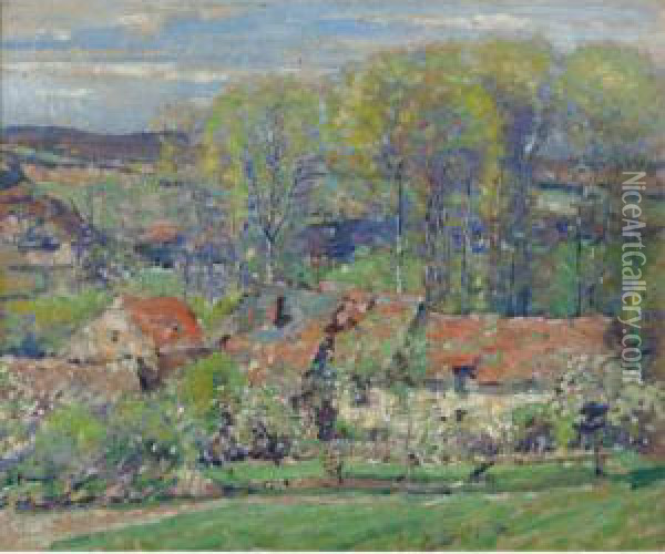 The Artist's House, Springtime Oil Painting - Karl Albert Buehr