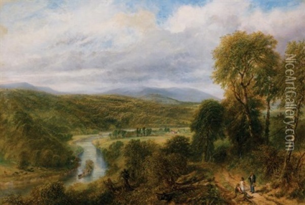 In The Wye Valley Oil Painting - Henry Harris Lines