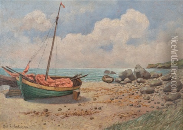 Boot Am Strand Oil Painting - Karl Joseph Bartoschek