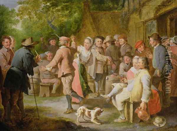 A Country Fete with Figures Dancing Oil Painting - Pierre Angelis or Angillis