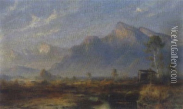 Blick Uber Das Salzburger Moor Richtung Untersberg Oil Painting - Georg Fischinger