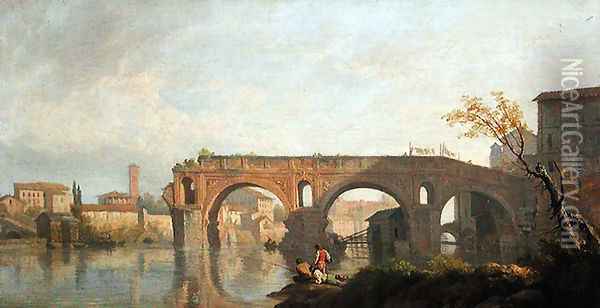 The Broken Bridge in Rome Oil Painting - Claude-joseph Vernet
