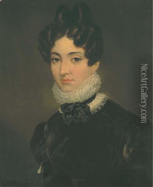 Portrait De La Comtesse De Lespinay, Nee Henriette Demontguyon Oil Painting - Horace Vernet