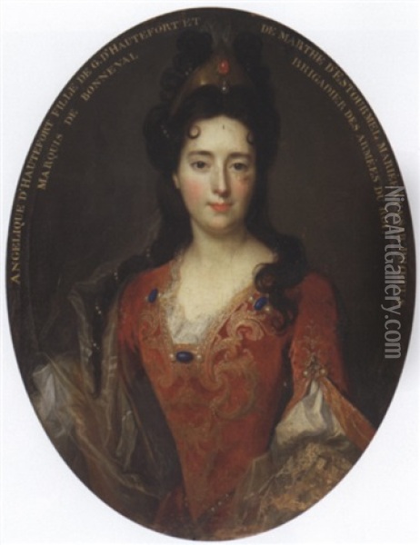 Portrait D'angelique D'hautefort Oil Painting - Nicolas de Largilliere
