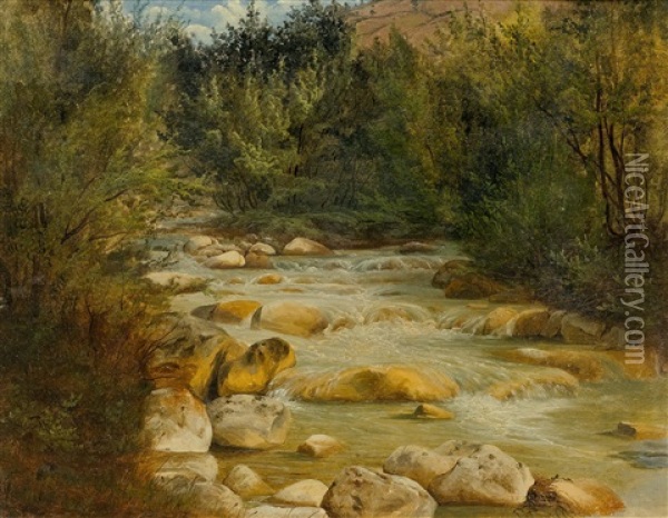 Mountain Stream Oil Painting - Alexandre Calame