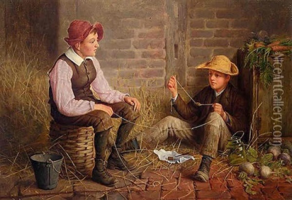 The Young Anglers Oil Painting - Henry Edward Spernon Tozer