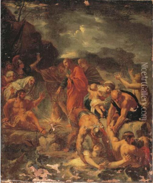 Saint Paul On Malta Oil Painting - Michel I Corneille